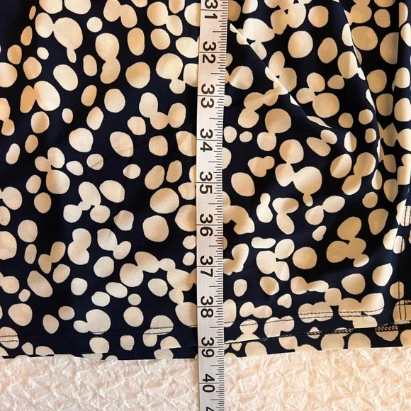Lauren Ralph Lauren Navy Blue White Mod Spotted Capped Sleeve - Picture 6 of 7